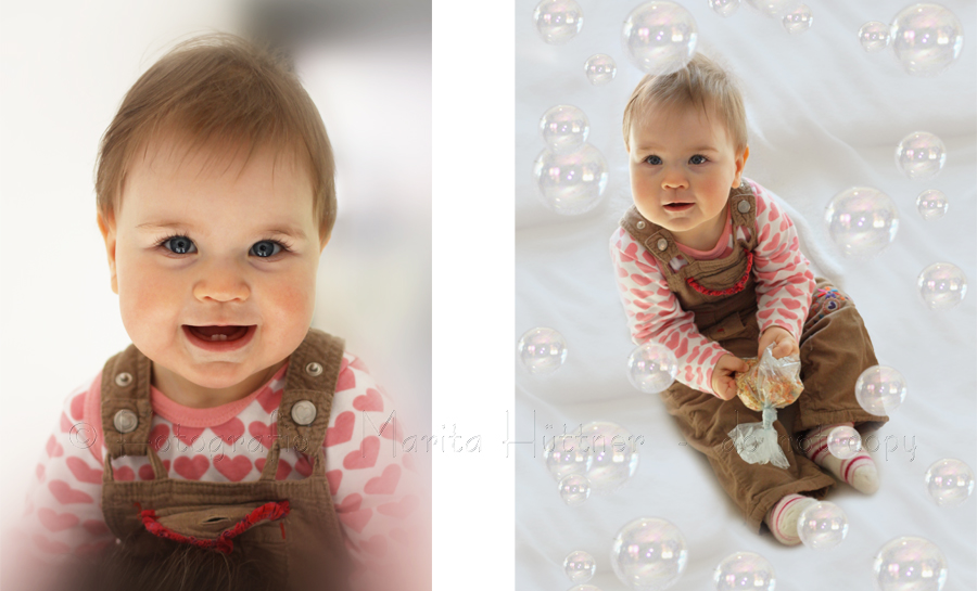 lachendes kleines Mädchen, 10 Monate